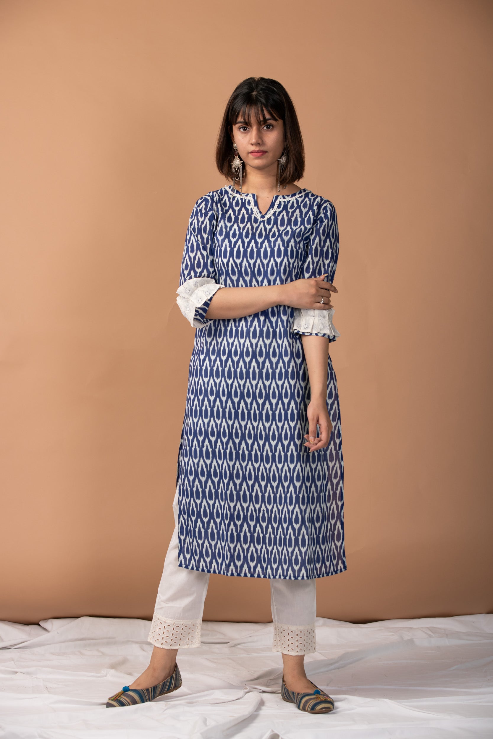 Kurta Set Women Set of 2 Ikkat Blue