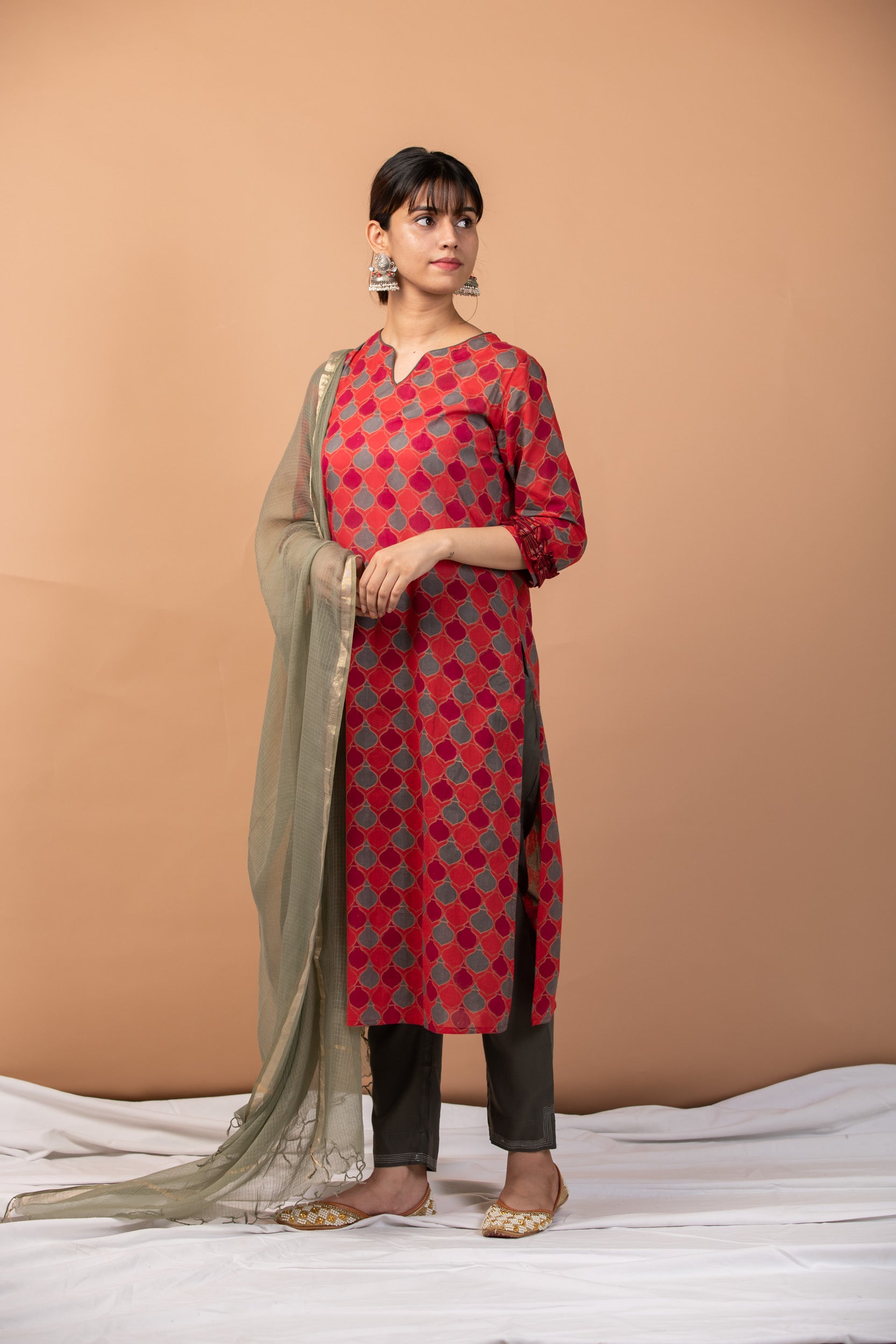 Suit Set Women Set of 3 Mehrab Red