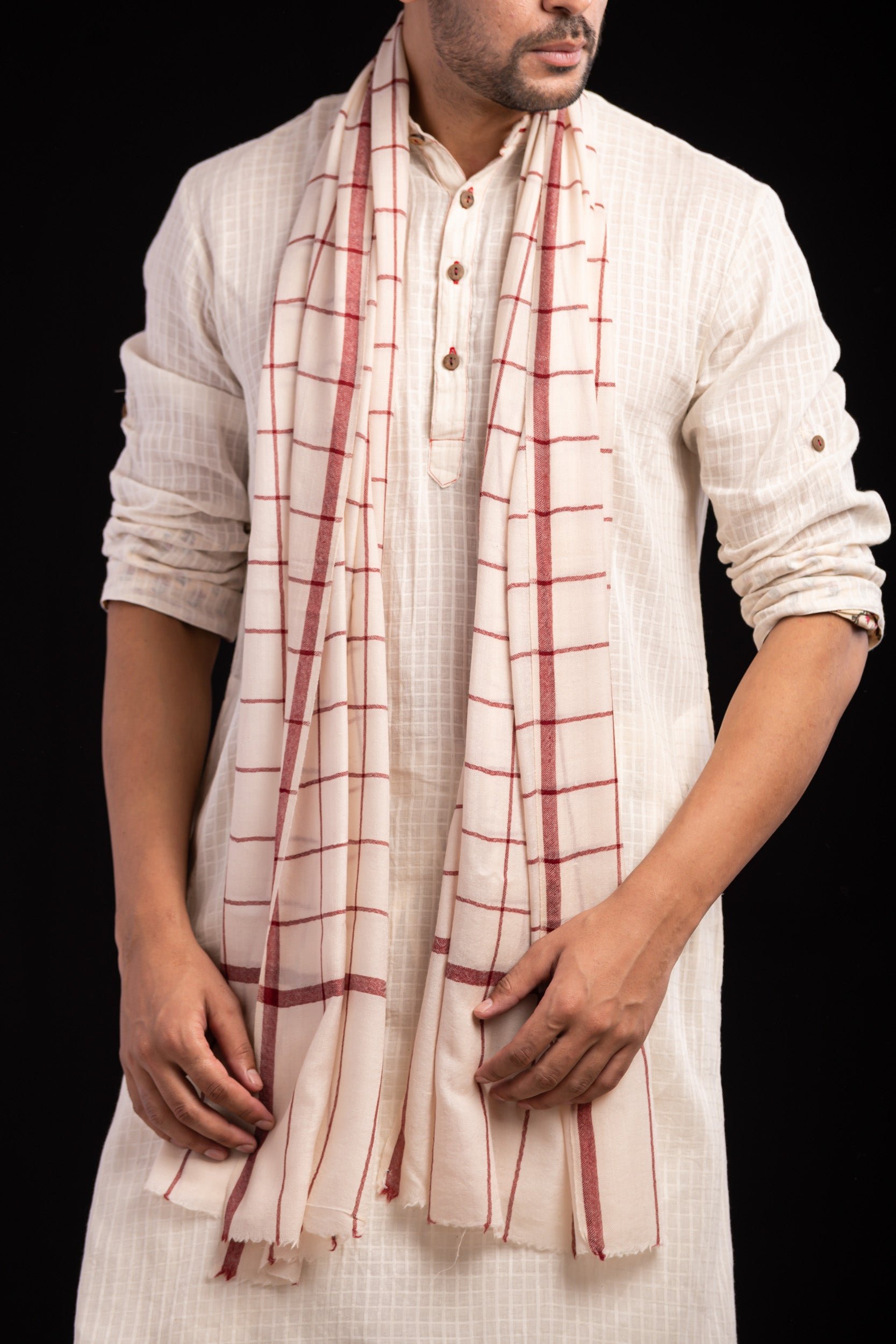 Men Gingham Pashmina Stole