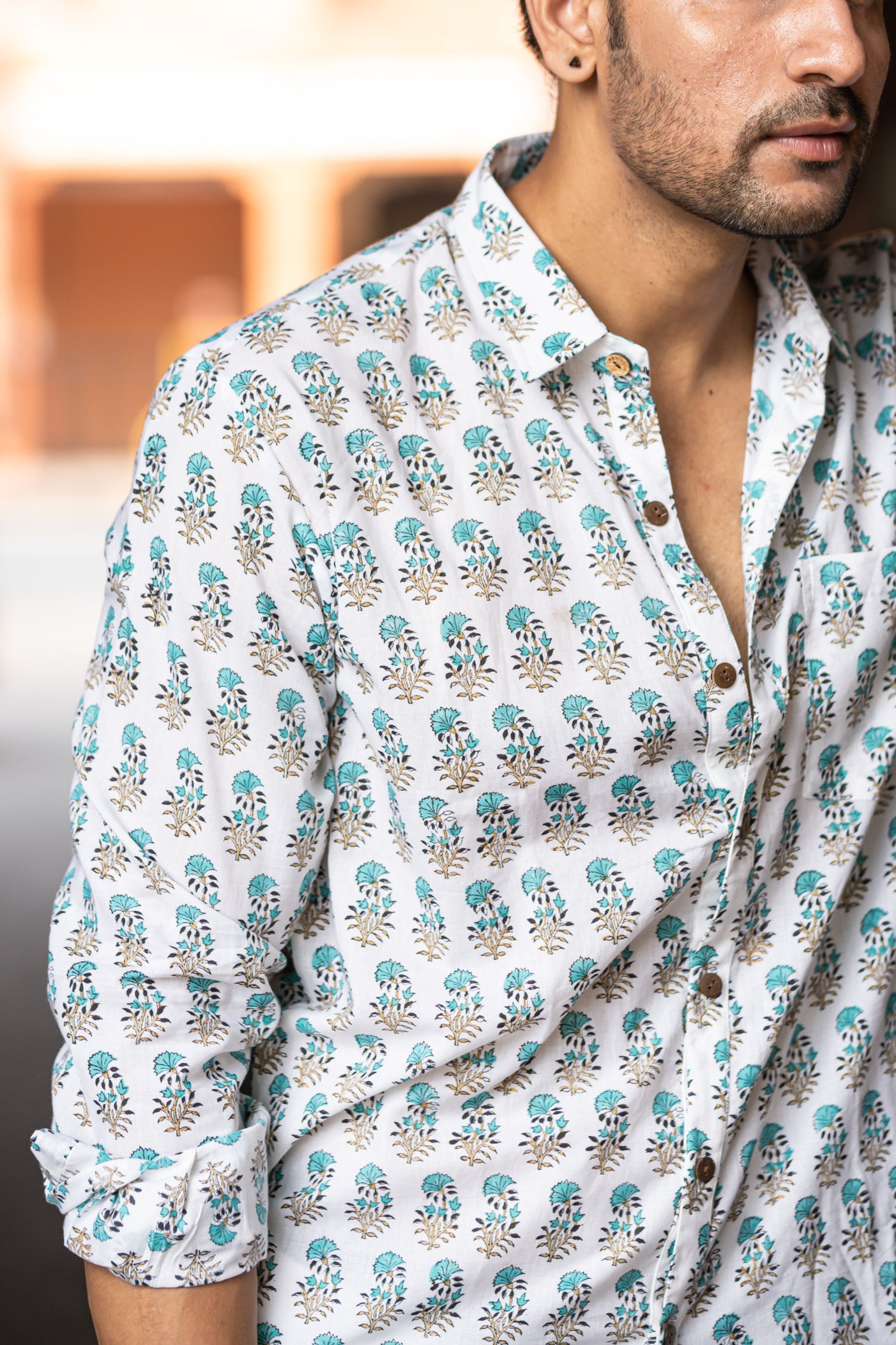 Men Teal Buti - Full Sleeves